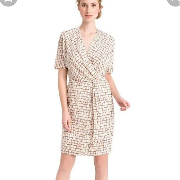 Classiques entier silk dress brown Abstract Design Sz 0 - Picture 1 of 11